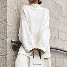 Load image into Gallery viewer, Sweater For Women Autumn 2019 Winter White Loose Knitted Turtleneck Sweaters Female Pullover Streetwear Crocheted Casual Fashion