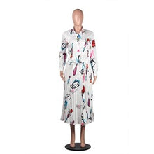 Load image into Gallery viewer, OMILKA EYE Printed Dress 2019 Summer Women Long Sleeve V Neck Bandage Pleated Casual Hip Hop Harajuku Midi Dress