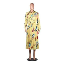 Load image into Gallery viewer, OMILKA EYE Printed Dress 2019 Summer Women Long Sleeve V Neck Bandage Pleated Casual Hip Hop Harajuku Midi Dress