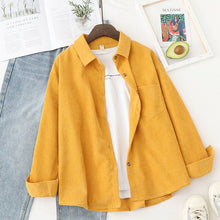 Load image into Gallery viewer, Corduroy Shirts Womens Tops And Blouses Long Sleeve Spring Ladies Solid Loose Boyfriend Style Shirt