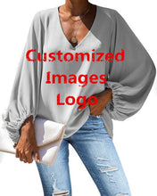 Load image into Gallery viewer, FORUDEGINS Customized Cute Cartoon Nurse Dentist Teeth Pattern Print Women Chiffon Long Sleeves Blouse Lady Cloth bluzki damskie