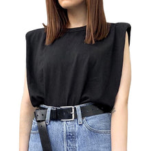 Load image into Gallery viewer, Littlerossa Summer Sleeveless Top Female O Neck Blouse Shirt Women Loose Solid Chic Casual Blouses Black 2020 Cotton Brown