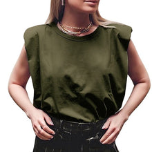 Load image into Gallery viewer, Littlerossa Summer Sleeveless Top Female O Neck Blouse Shirt Women Loose Solid Chic Casual Blouses Black 2020 Cotton Brown