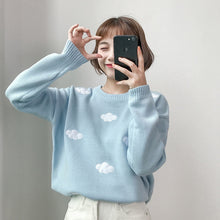 Load image into Gallery viewer, 2019 Winter Knitted Sweater Women Sweet Clouds Long Sleeve Sweaters And Pullovers Casual Sweater Kawaii Jumpers Female Tops
