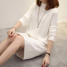 Load image into Gallery viewer, Winter Slim Long Sweater Women Warm Half-high Collar Pullover Sweater Dress Plus Size Knitted Bottoming Top
