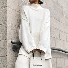 Load image into Gallery viewer, Sweater For Women Autumn 2019 Winter White Loose Knitted Turtleneck Sweaters Female Pullover Streetwear Crocheted Casual Fashion
