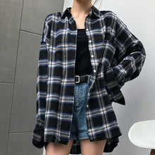 Load image into Gallery viewer, Women's  Blouse Plaid Print Vintage Spring AutumnLapel Shirt Loose Single-breasted Long Sleeve Blouse Blusas Mujer De Moda
