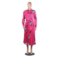 Load image into Gallery viewer, OMILKA EYE Printed Dress 2019 Summer Women Long Sleeve V Neck Bandage Pleated Casual Hip Hop Harajuku Midi Dress
