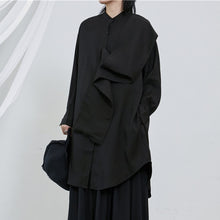 Load image into Gallery viewer, [EAM] Women White Split Big Size Long Blouse New Stand Collar  Long Sleeve Loose Fit Shirt Fashion Tide Spring Autumn 2020 1T229
