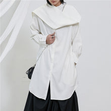 Load image into Gallery viewer, [EAM] Women White Split Big Size Long Blouse New Stand Collar  Long Sleeve Loose Fit Shirt Fashion Tide Spring Autumn 2020 1T229
