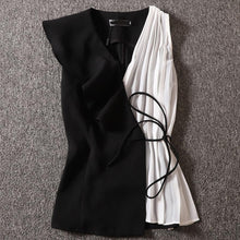 Load image into Gallery viewer, chiffon shirt women sleeveless summer 2020 new fashion contrast color stitching vest blouse tops
