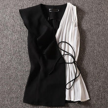 Load image into Gallery viewer, chiffon shirt women sleeveless summer 2020 new fashion contrast color stitching vest blouse tops
