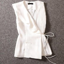 Load image into Gallery viewer, chiffon shirt women sleeveless summer 2020 new fashion contrast color stitching vest blouse tops
