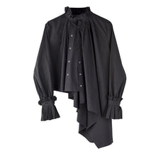 Load image into Gallery viewer, [EAM] Women Black Pleated Irregular Big Size Blouse New Stand Collar Long Sleeve Loose Shirt Fashion Spring Summer 2020 1U31401
