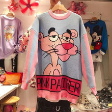 Load image into Gallery viewer, Sweater Dress Women Plus Size Knitted Cartoon Oversized 3XL Pullovers Pink Panther Leopard Oversized Harajuku Long Sleeve Jumper
