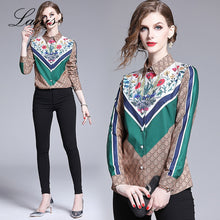 Load image into Gallery viewer, Turn-down Collar  Womens Tops and Blouses Autumn and Winter Fashion Joker Waist Slimming Positioning Printed Shirt Full Shirt
