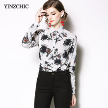Load image into Gallery viewer, Elegant Womans Spring Blouses Vintage Ink Printed Female Shirt OL Regular White Blouses Casual
