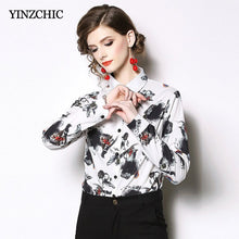 Load image into Gallery viewer, Elegant Womans Spring Blouses Vintage Ink Printed Female Shirt OL Regular White Blouses Casual
